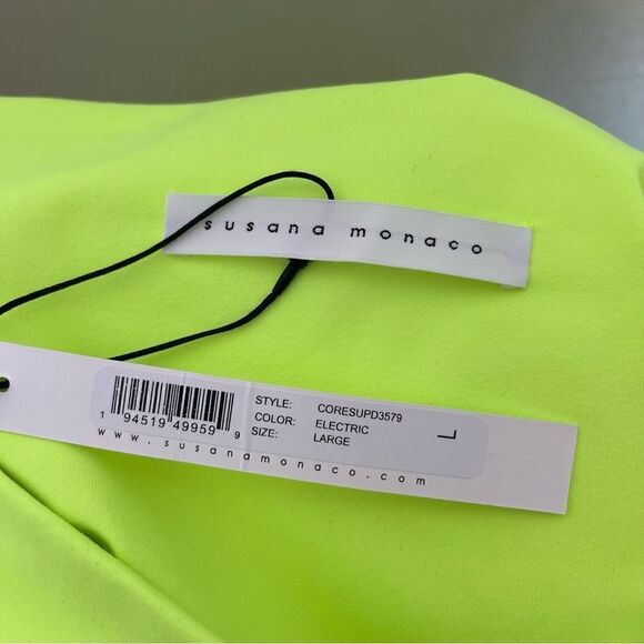 Susana Monaco Neon Yellow Strapless Tube Mini Dress L - Picture 3 of 5